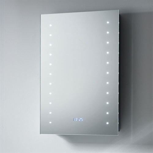 Duke Mirror with LED Lights, LED Clock, Bluetooth Function, Anti-Mist Pad & Sensor Switch - 500 x 700mm